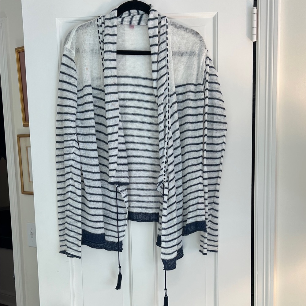 Calypso St. Barth Navy and White Knit Cardigan